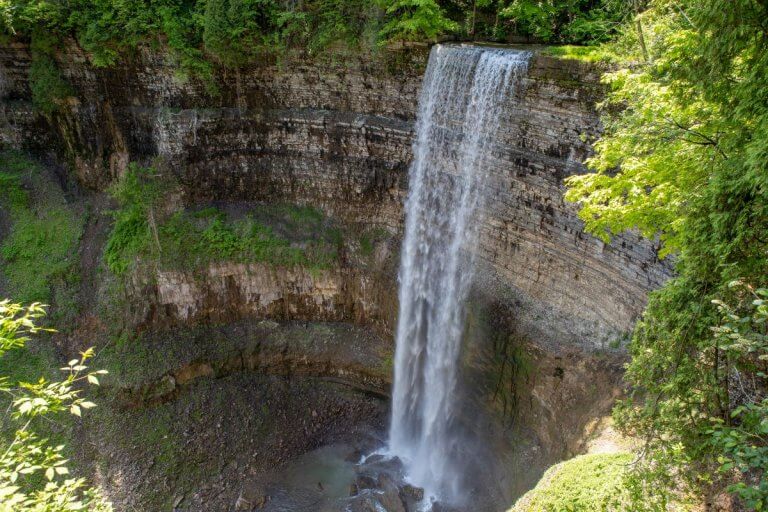 A scenic shot of a waterfall in Hamilton