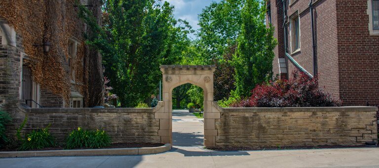 The archway at McMaster University.